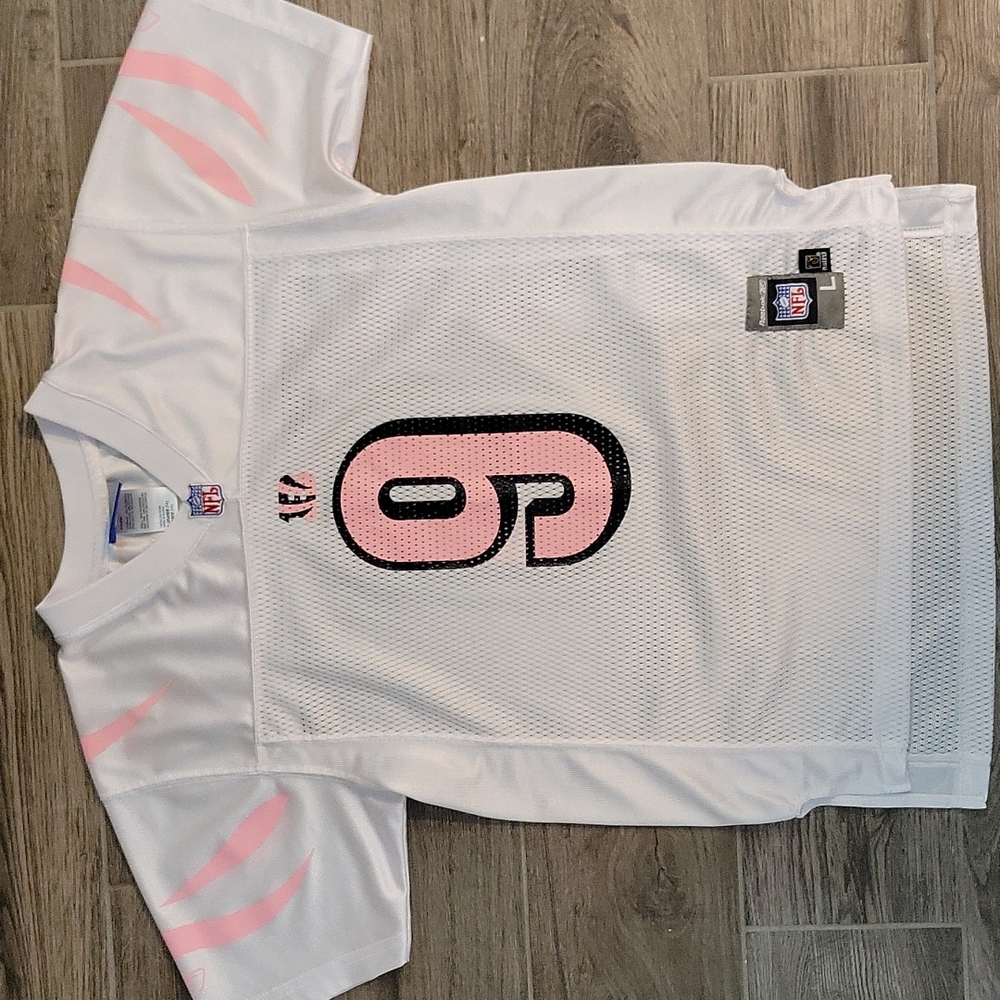 Cincinnati Bengals NFL Reebok Palmer Jersey Women's, Size L, White/Pink